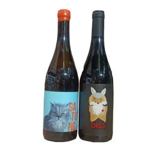 Pack de regalo Vino Gatuno blanco y Chulo con caja regalo