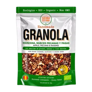 Granola ecológica manzana nueces pasas
