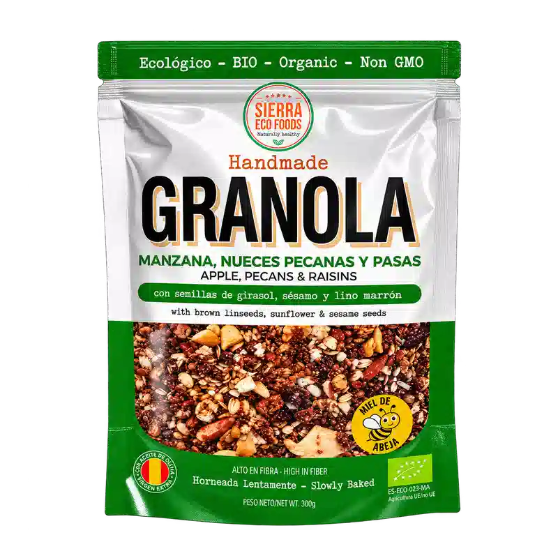 Granola ecológica manzana nueces pasas